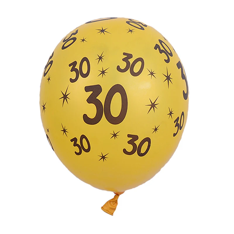 10Pcs/Lot 12" DIY  Black and Gold Happy Birthday Age Number Helium Latex Balloon Decor