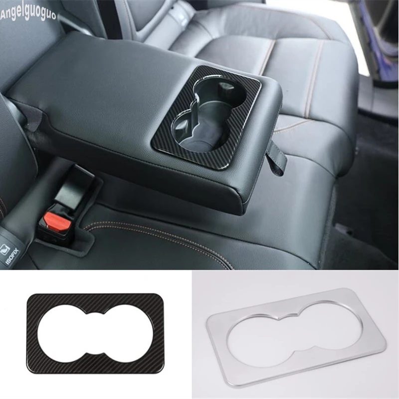 ABS carbon/chrome Car Rear Seat Water Cup Holder Cover Decoration Teacup Box Sequin For Jaguar XE XF L F-PACE Better Car-styling