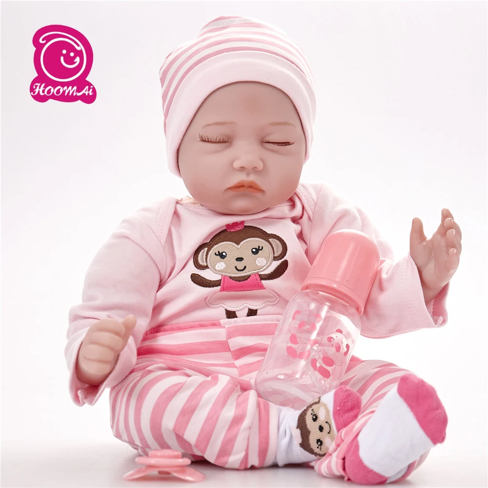 

22" Silicone Reborn Baby Doll Rooted Mohair Sleeping Angel Bebe Lovely Boneca Christmas Birthday Gift For Girls Boys Kids