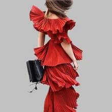 Новое поступление, сексуальные платья для подиума с автопортретом, Красное длинное женское шикарное платье с открытыми плечами и вырезом лодочкой