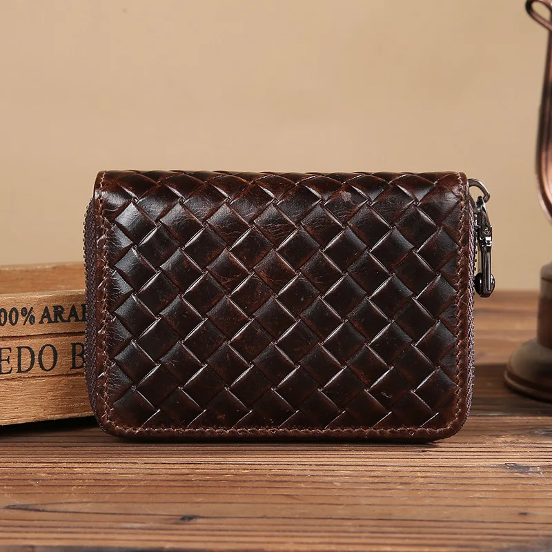 

2018 leather card holder card set men's multi-card vertical zipper card package first layer leather business package
