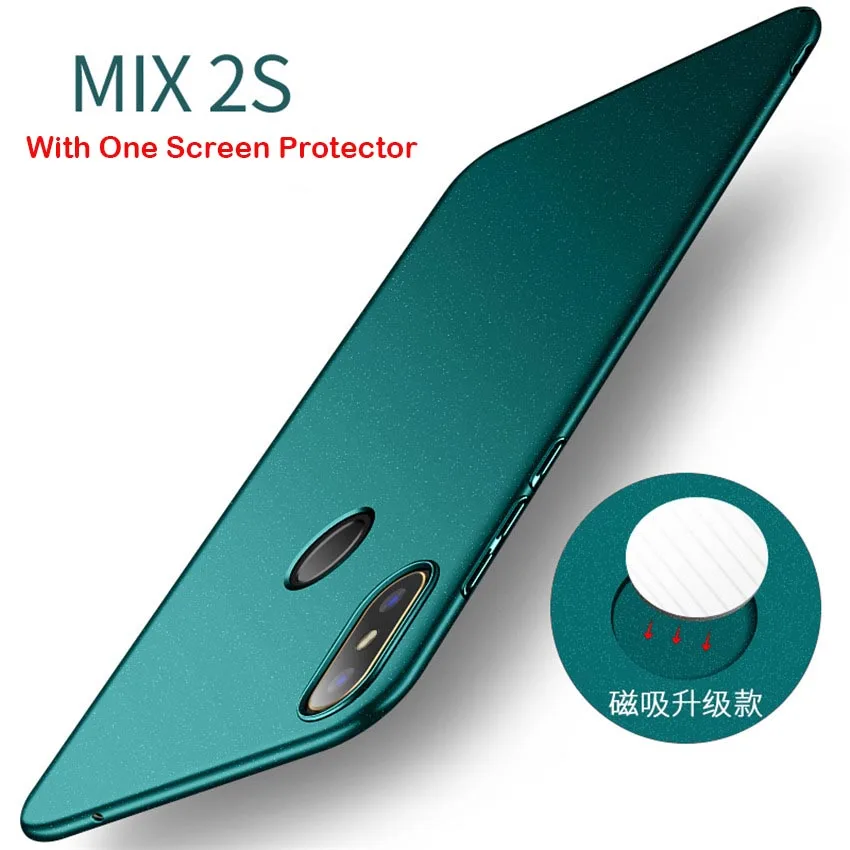 Полный Защитный PC металлический чехол для Xiaomi mi Mix 2s Чехол Жесткий Тонкий автомобильный Магнитный чехол для Xiaomi mi Mix 2s mi x 2 mi X2S - Цвет: matte green mix 2s