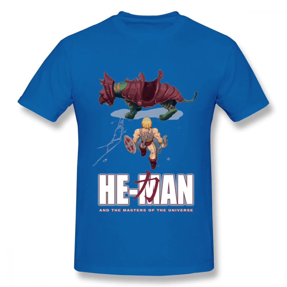 Новинка He-Man And The Masters Of The Universe, Акира, Мужская футболка с круглым вырезом, хлопок, футболка с графическим принтом - Цвет: Синий