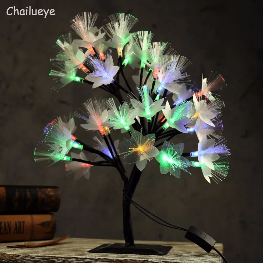 Светодиодный Cherry Tree Night Lights Luminarias праздник освещение Фея оптического волокна настольные лампы для рождественской вечеринки помещении