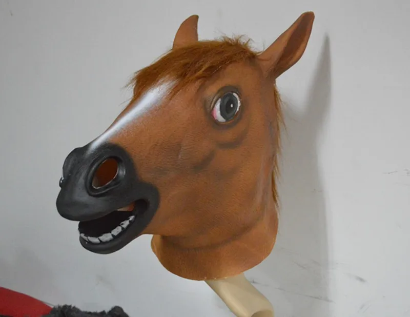 Halloween Masquerade horse head mask Party people jump riding dance
