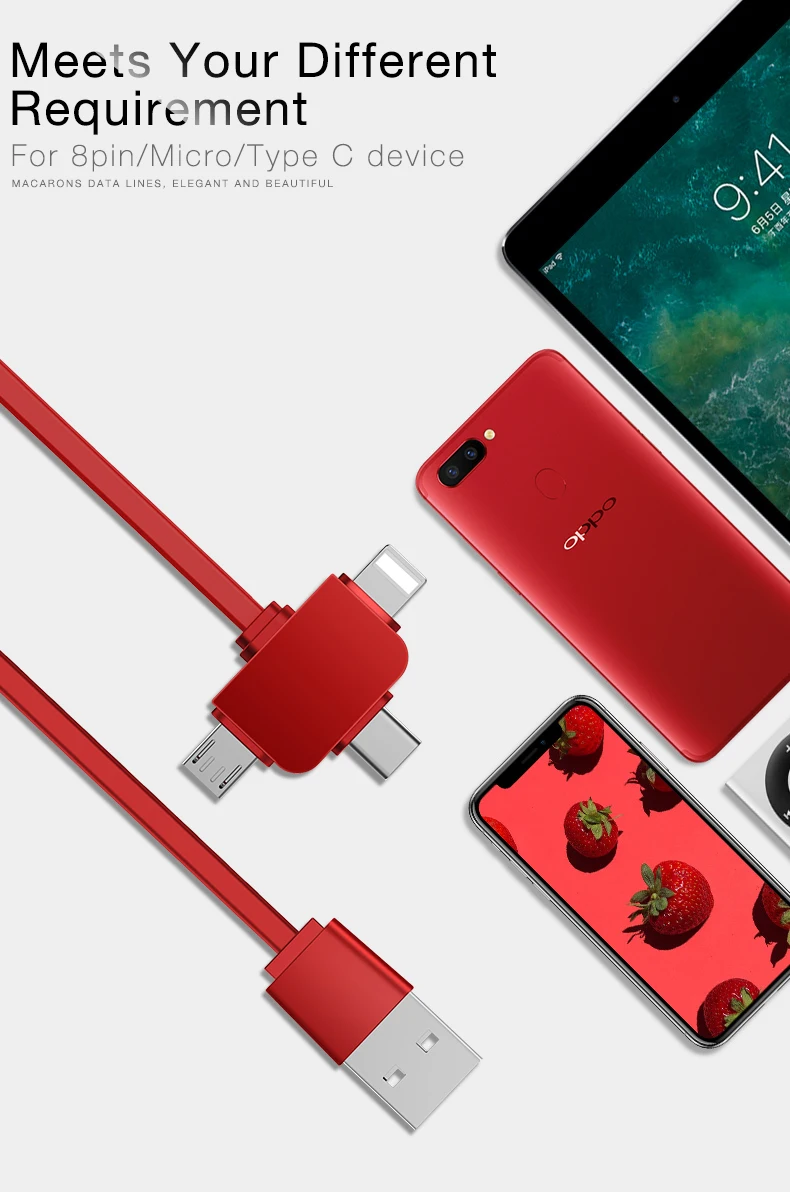 Micro USB многофункциональный 3 в 1Type-C 8-контактный USB кабель для IPhone 6 6s Plus 7 8 X XR XS Max крест дизайн выдвижной кабель данных