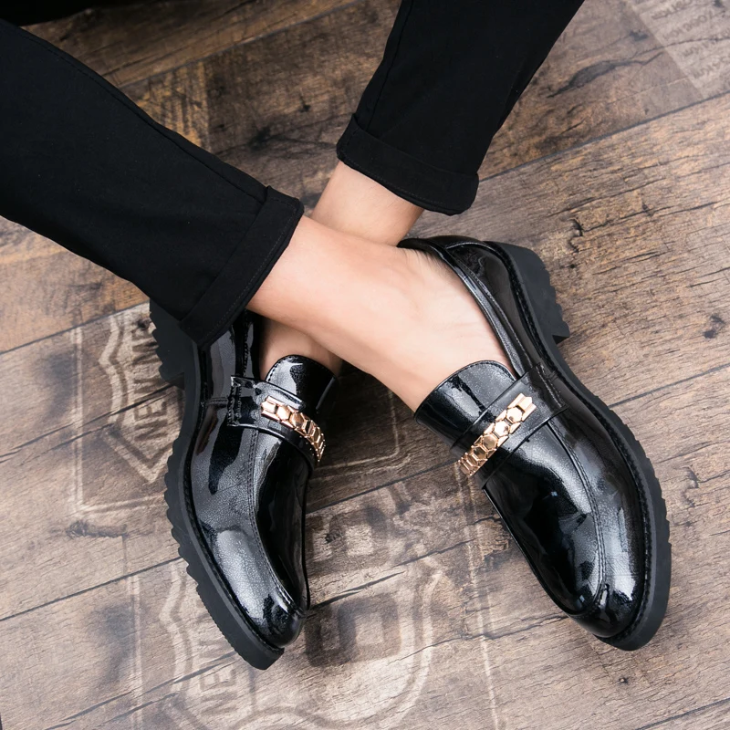 Fashion men's shoes casual leather loafers male black or red slip on shoe man waterproof comfortable nice shoes for men hot sale