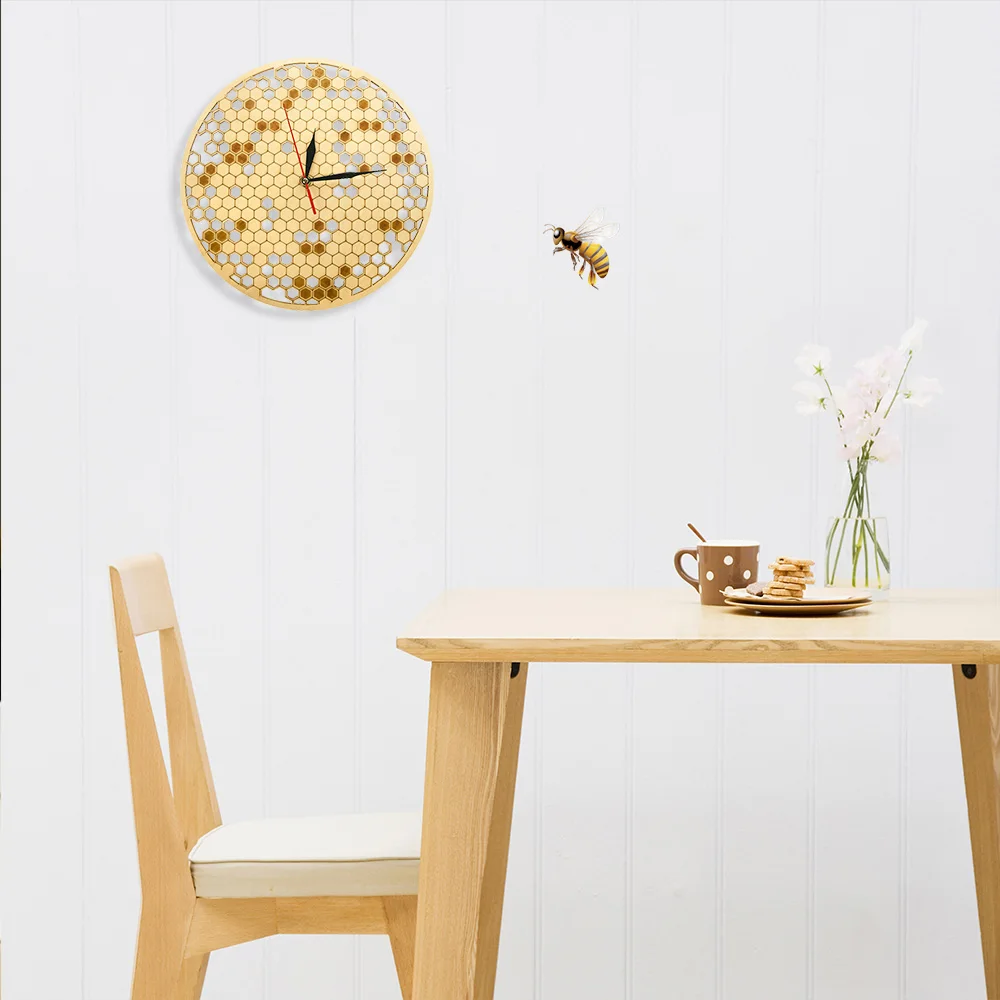 Honey comb оригинальные настенные часы кухня деревенский Висячие reloj сравнению деревянный знак Декор медовые пчелы современный дизайн геометрический saat