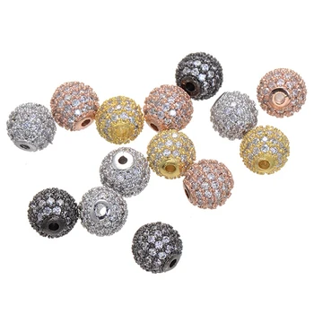 

Supplies For Jewelry Wholesale 10pcs 5mm/6mm Zirconia Rhinestones Disco Ball Round Micro Bead DIY Jewelry Making Charm Beads lot