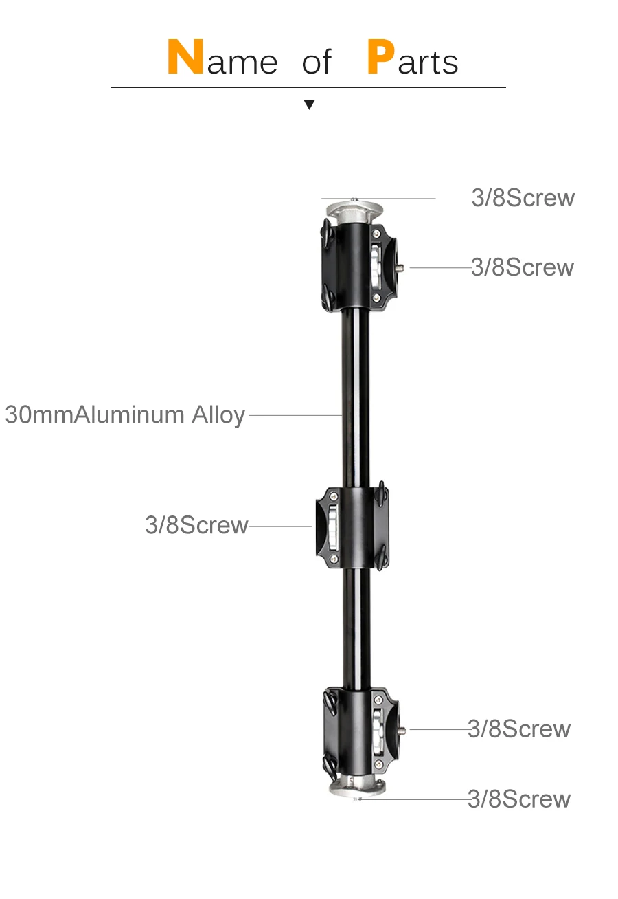 Алюминиевый 3/8 винтовой опорный Штатив для штатива Rock Solid Cross Bar боковая рукоятка для 4 головок профессиональная Фотостудия