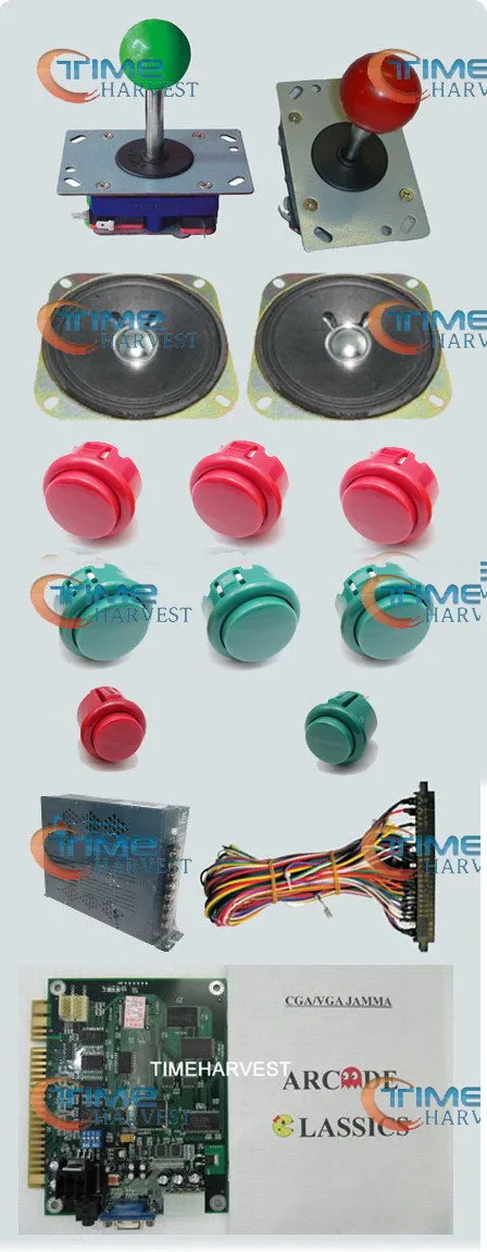 

1set Arcade parts Bundles kit With 60 in 1PCB,16A Power Supply,Red long/short Joystick,button,Harness,Speaker for Arcade Machine