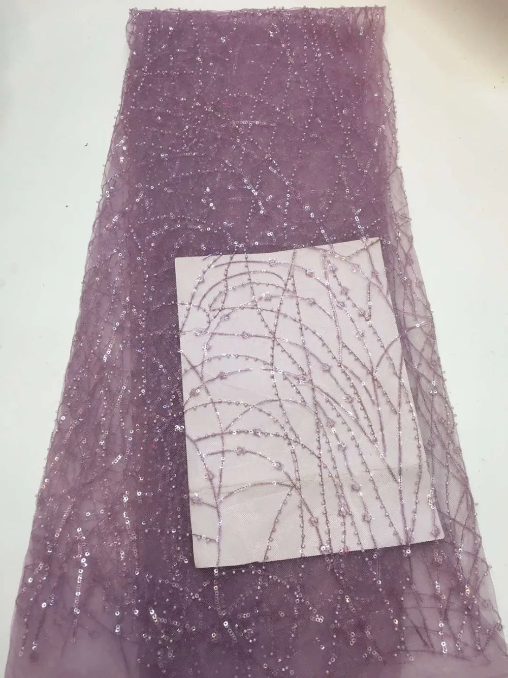 

French lace fabric 5yds/pce dhl beaded tube purple sequins fabrics women bright gorgeous luxury party asoebi dress 2019 new