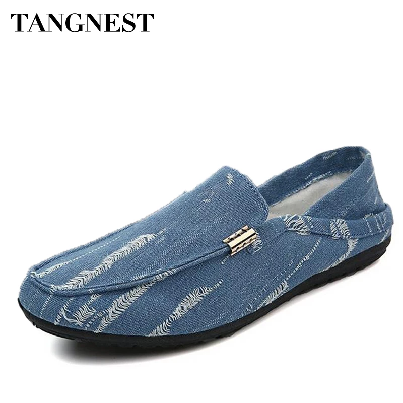 

Tangenst 2017 Denim Man Flats Spring Fashion Solid Leisure Shallow Lazy Man Loafers Slip-On Light Soft Casual Male Shoes XMR2519