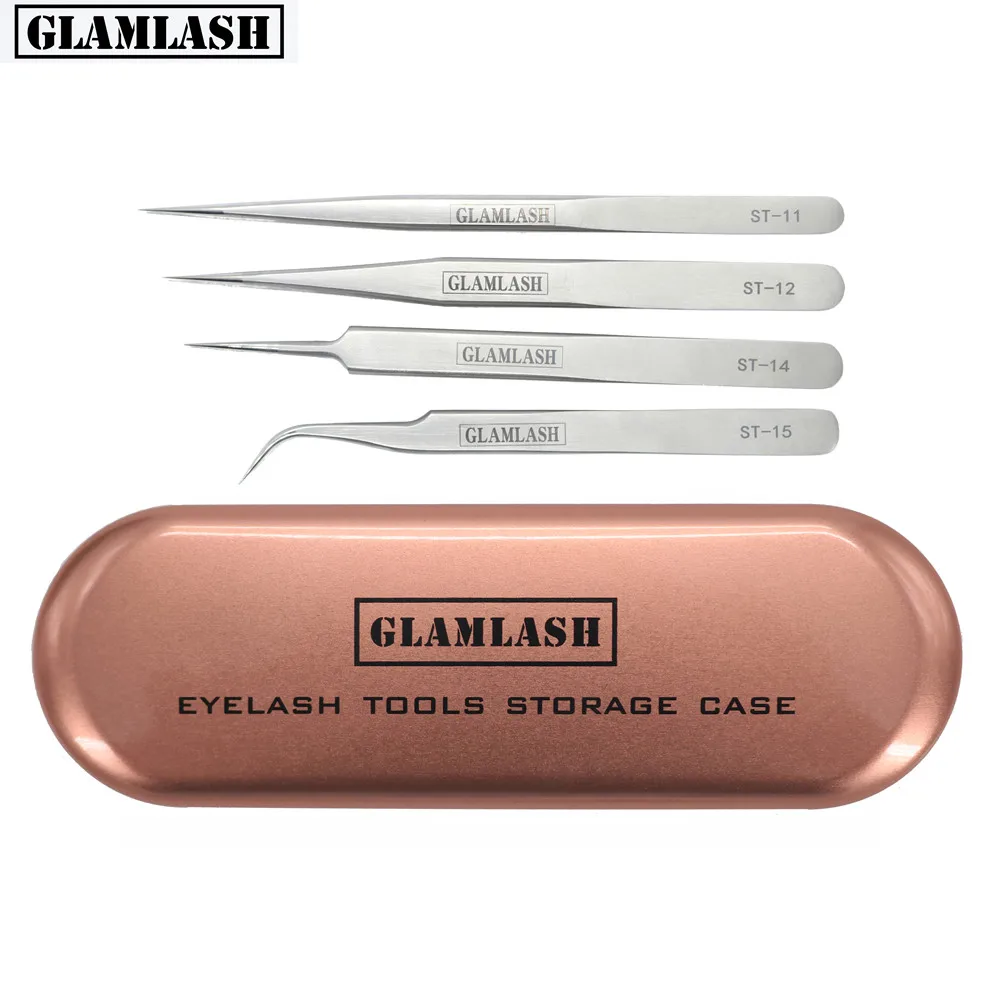 

GLAMLASH Storage Stainless Steel Container ST-11 ST-12 ST-14 ST-15 Tweezers Box Case Container for Tweezers Makeup Tools 5 in 1