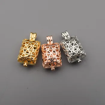 

6pcs Silver Tone Mixed Style Copper Pearl Beads Cage Locket Charms Essential Oil Aroma Diffuser Pendant Necklace Jewelry Making