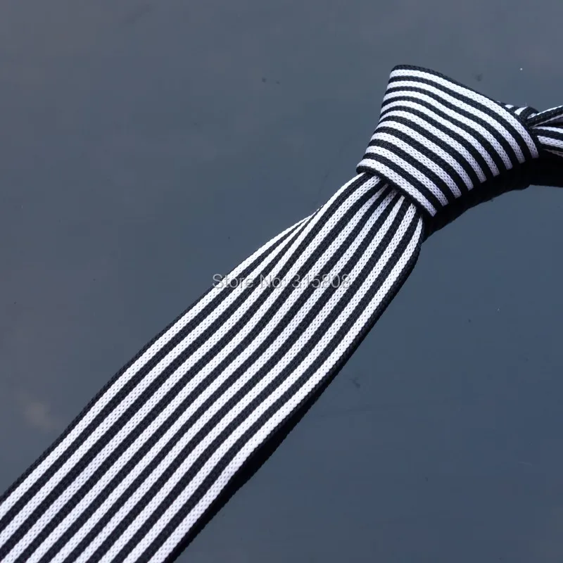 Ikepeibao Knitted Narrow Ties Skinny Neck Tie Men's White Black Striped Necktie width5cmin Men