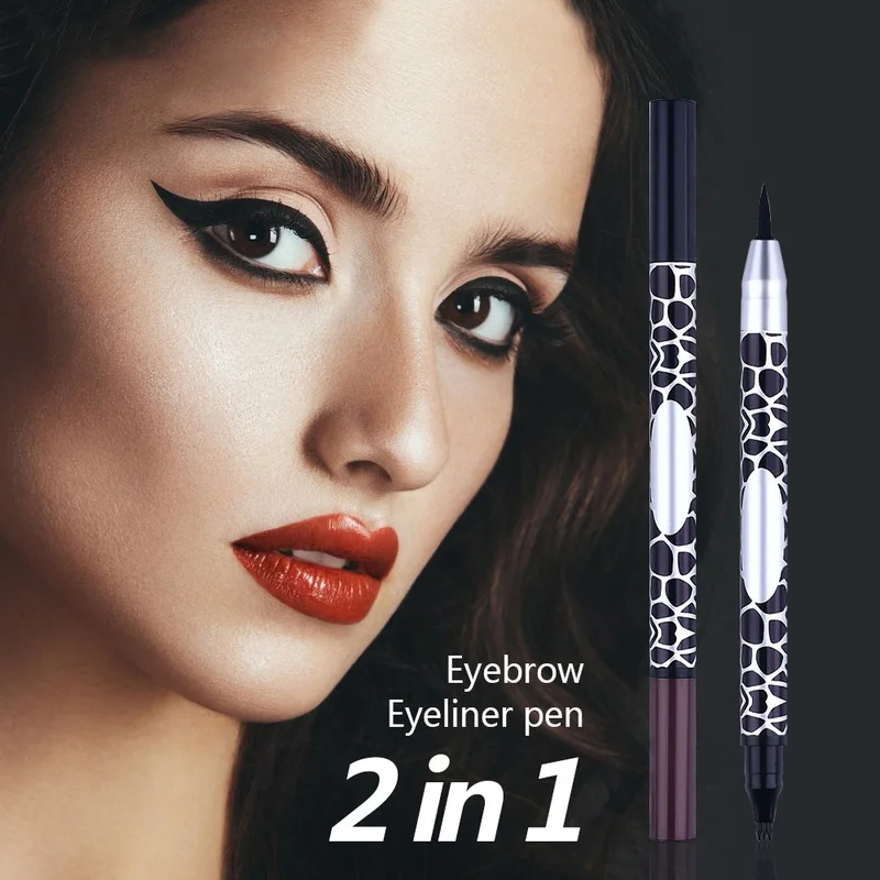 

New 2 In 1 Liquid Eye Liner Tint Microblanding Tattoo Wenkbrauwpotlood Langdurige Eyes Makeup Tools Zwart Bruin Wenkbrauw TSLM1