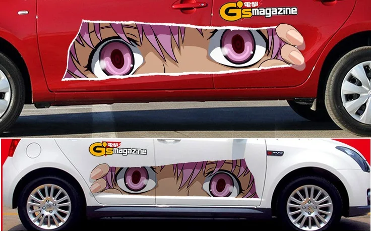 

2PCS Customizable Cartoon Eye Car Styling Whole Body Car Stickers Waterproof Sunscreen Car Paint Protection Film