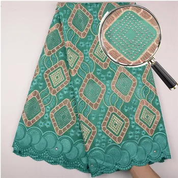 

High Quality Swiss Voile Laces Switzerland Cotton African Dry Cotton Lace Fabric Fashion Stones Voile Lace 5 Yards A1527