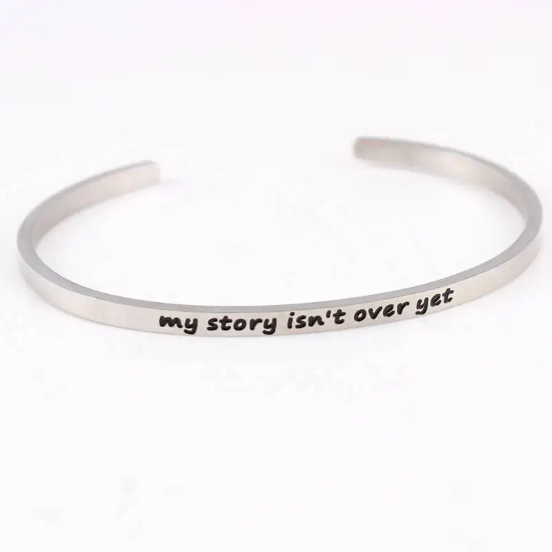 

My story isn't over yet Stainless Steel Engraved Jewelry Cuff Bracelets Custom Engraving Infinity Love Message Bangle