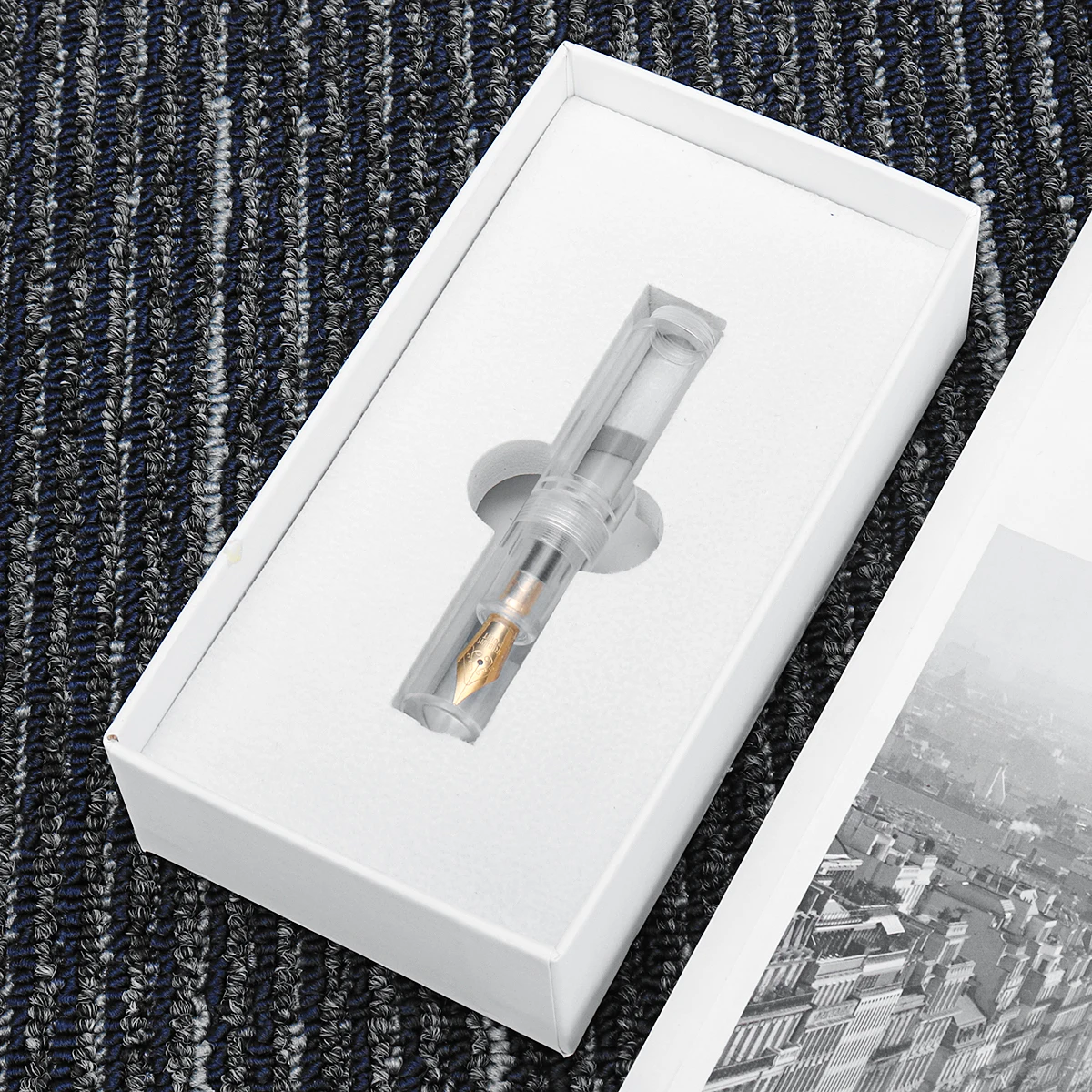 

Transparent Fountain Pen Mini 0.5mm Iridium Fine Nib with box without Ink Sac Writing Supply for Office School Use