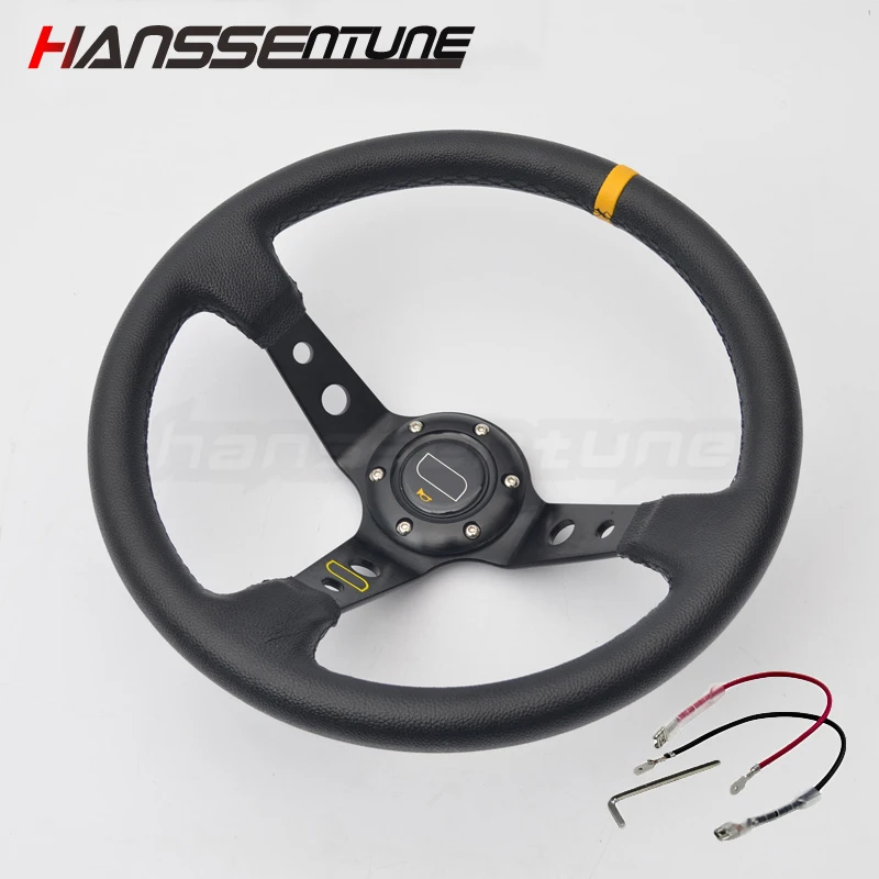 

14 inch 350MM Steering Wheel PVC Leather Steering Wheel Steering Wheels Deep Corn Dish Wholesale