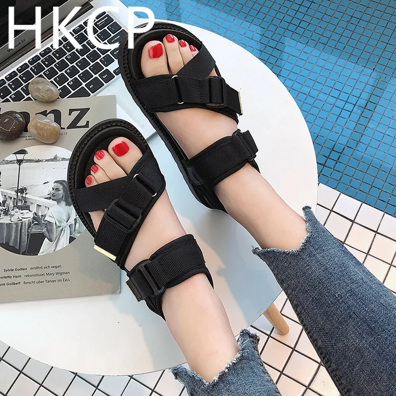 

HKCP Sandal lady 2019 summer new Korean version of the casual student sandal versatile comfortable beach shoes C094