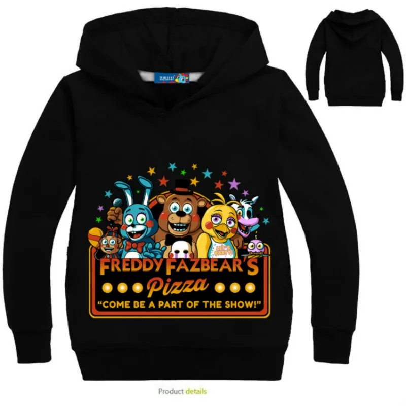 Весенние толстовки с капюшоном Five Nights At Freddy; футболки для девочек; Disfraces Infantiles Camiseta; Одежда для мальчиков; толстовки с капюшоном и длинными рукавами