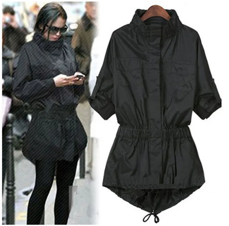 Autumn Long Black Long Sleeve Pokets Style Ladies Single