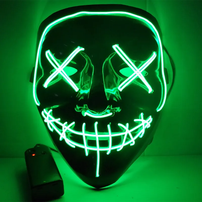 Led Halloween Party Mask The Purge Neon Stitches Scary Mask Style
