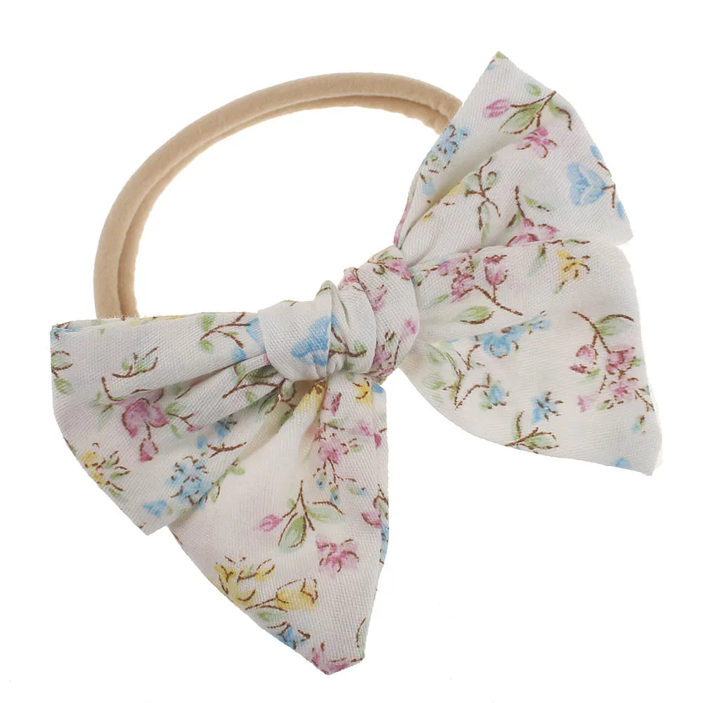 Ободки для девочек для новорожденных, повязка на голову с цветочным головная повязка для девочек Bebe, для детей ясельного возраста с бантом для младенцев орнамент Головные уборы аксессуары WT187 - Цвет: A004