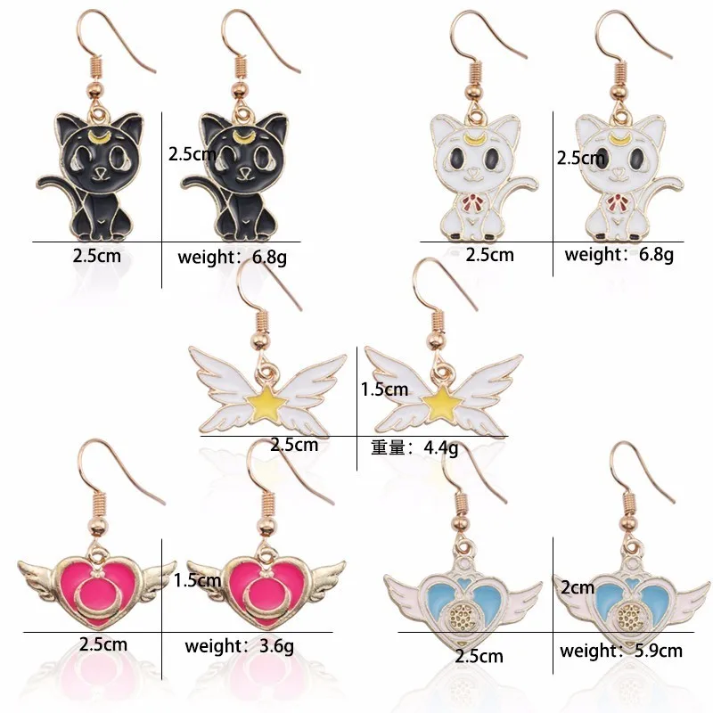 diy earrings for women cute anime animal earrings for girls trendy kawaii  magic sakura jewelry cartoon sailor moon earing gift