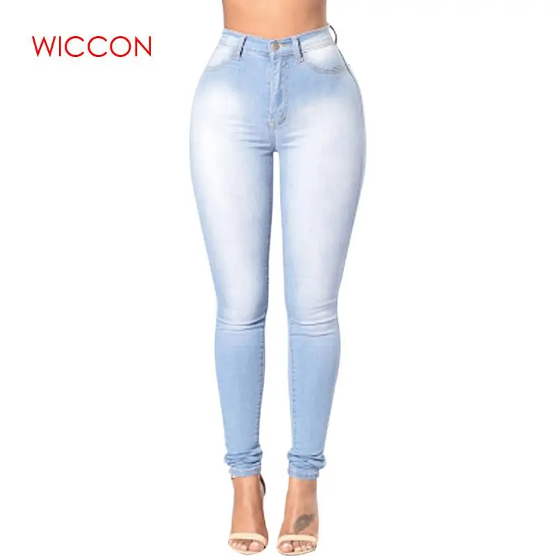 Для женщин Высокая талия Винтаж Джинсовые штаны однотонные обтягивающие джинсы плюс размеры Push Up мотобрюки Bodycon Тонкий узкие брюки