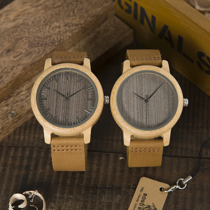 BOBO BIRD WL10 Womens Casual Antique Round Bamboo Wooden Watch for Men Leather Strap Lady Watches Top Brand Luxury Wrist Watch