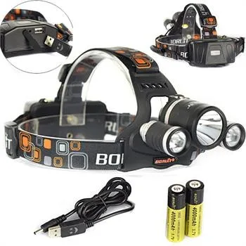 Boruit 8000LM 3X XM-L2 светодиодный налобный фонарь фара глава факел лампы + 18650 + USB Зарядное устройство Велоспорт Велосипедные фары Кемпинг