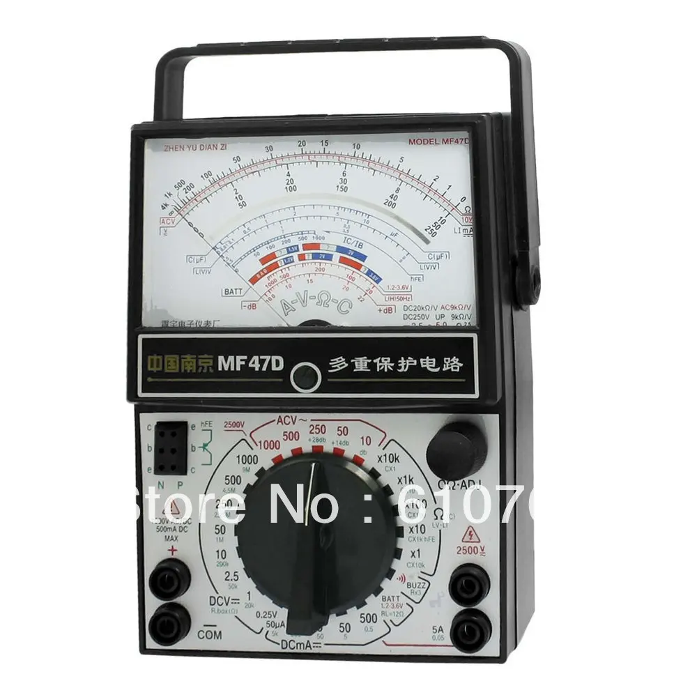 AC DC Voltmeter Ammeter Ohmmeter Analog Multimeter Black White MF47Din