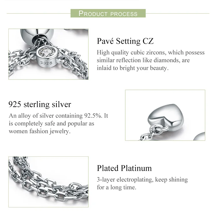 WOSTU, дизайн, серебро 925 пробы, два узора, браслет-цепочка для женщин, Стерлинговое Серебро-ювелирные изделия, сделай сам, подарок FIB032