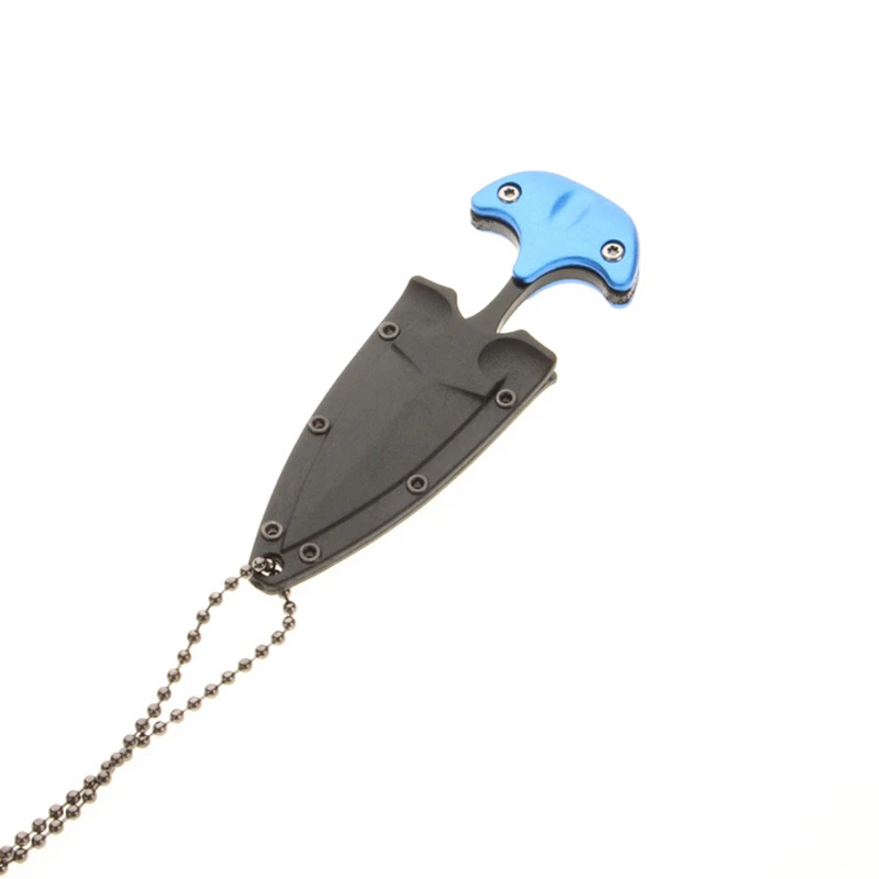 Инструменты для активного отдыха, многофункциональное мини подвесное ожерелье, нож, переносной Походный нож, спасательный инструмент для выживания, чайный нож, инструмент - Color: Blue