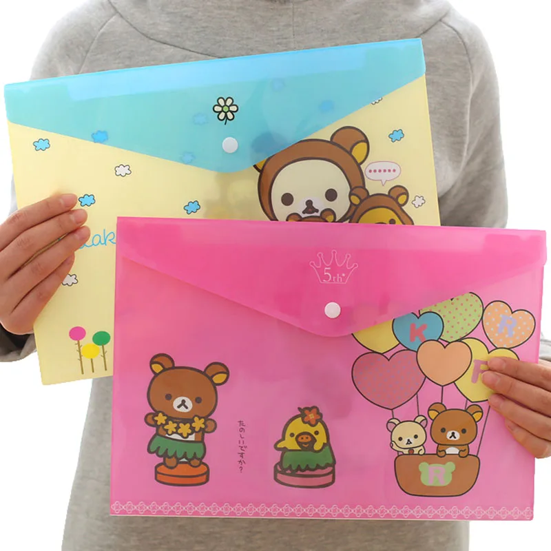 

1pcs Random Catoon Bear Document Bag Simple Fashion A4 Storage Bag Creative File Folder Stationery Organizer Office School Tool