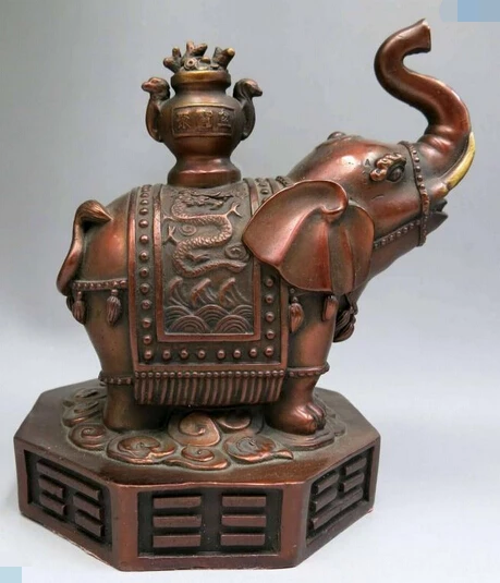 

shitou 002915 16cm China Bronze Copper feng shui wealth treasure bowl elephant Statue discount 30% (C0324)