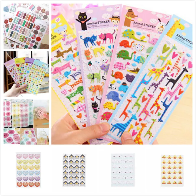 

1/6sheet European 3D Animal Diary Paper Sticker Decoration Diary Scrapbooking Label Sticker Kawaii Korean Stationaries Stickers