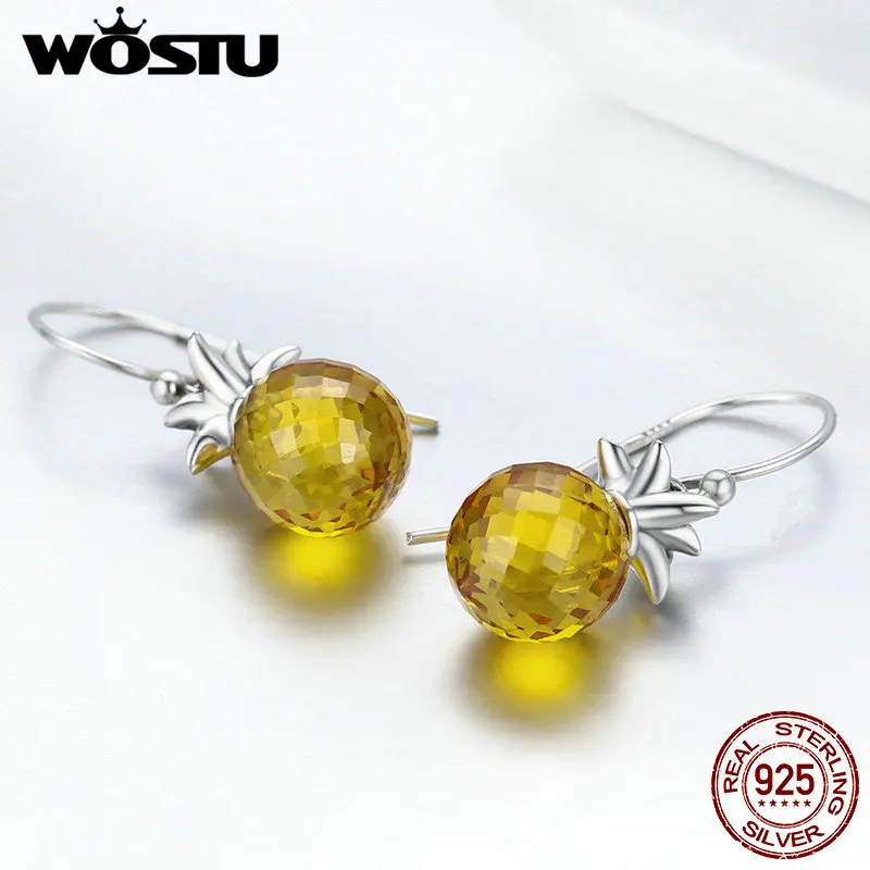 Женские Висячие серьги WOSTU из стерлингового серебра 925 пробы с ананасовым желтым
