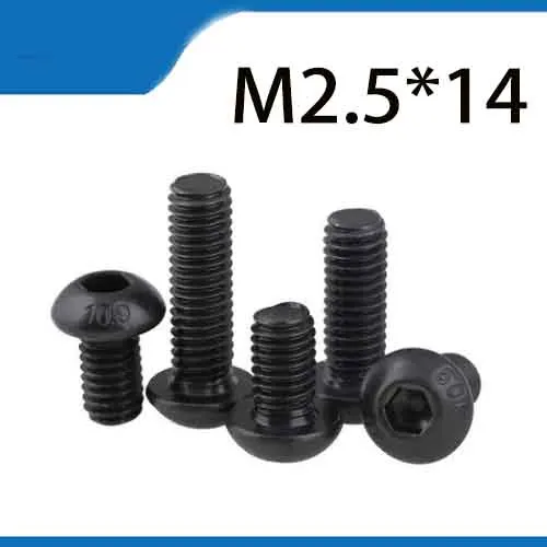 M2.5 * 14 мм Юань чашка полукруглая цилиндрическая головка черный класс 10 9