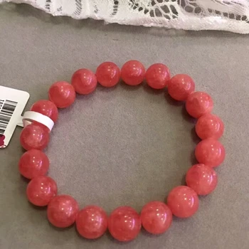 

Genuine Natural Ice Rose Rhodochrosite Woman Round Beads Bracelet Gems Stone 10mm Bangle AAAAA Certificate Gift