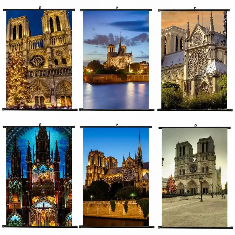 Framed Notre Dame De Paris Wall Pictures Diy Oil Painting By