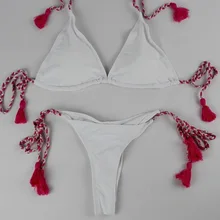 Strappy Bikinis Set Tassels Brazilian Bikini Women’s Scrunch Butt Swimsuits Padded Push Up Swimwear Beach Wear Swim Bikini E626