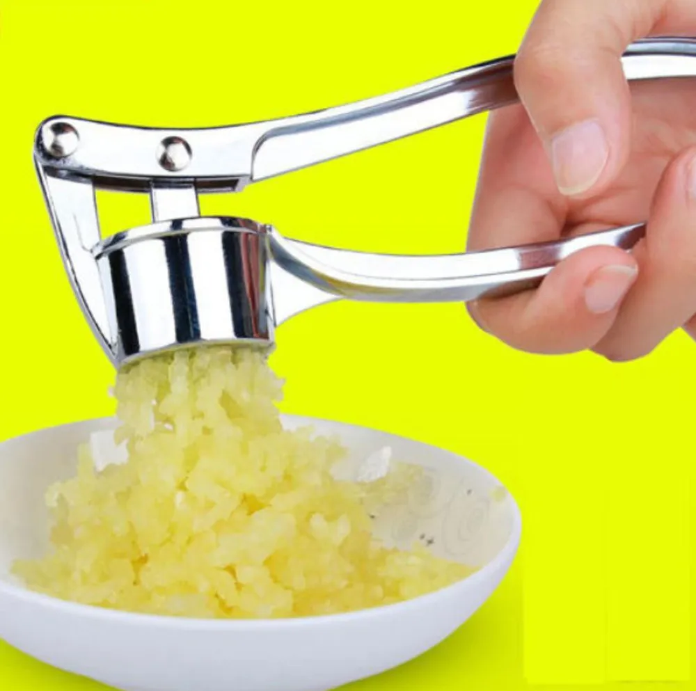 

Newest Stainless Steel Garlic Press Crusher Squeezer Masher Garlic Twist crushes peels Home Kitchen Mincer savings time Tools