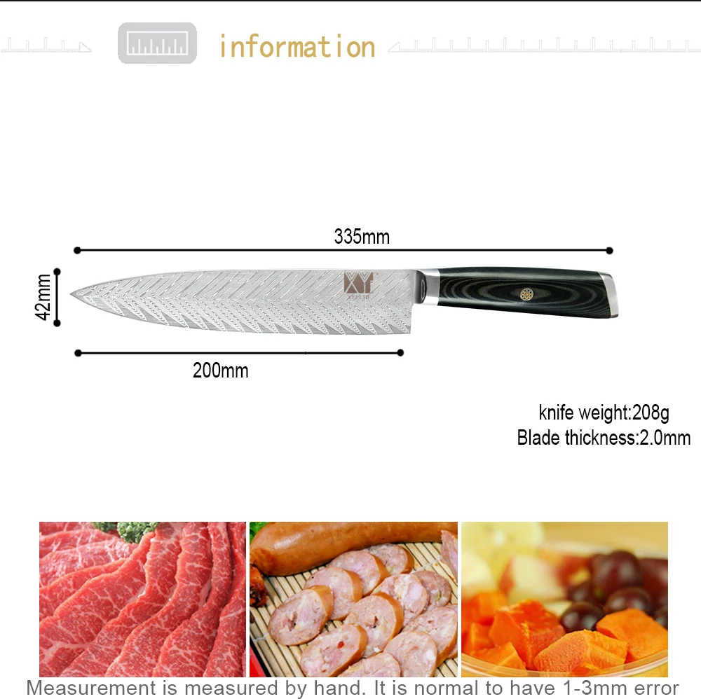 XYj высокая твердость японский 67 слоев VG10 Дамасская сталь кухонный нож Профессиональный кухонный нож Ультра Острый G10 Ручка