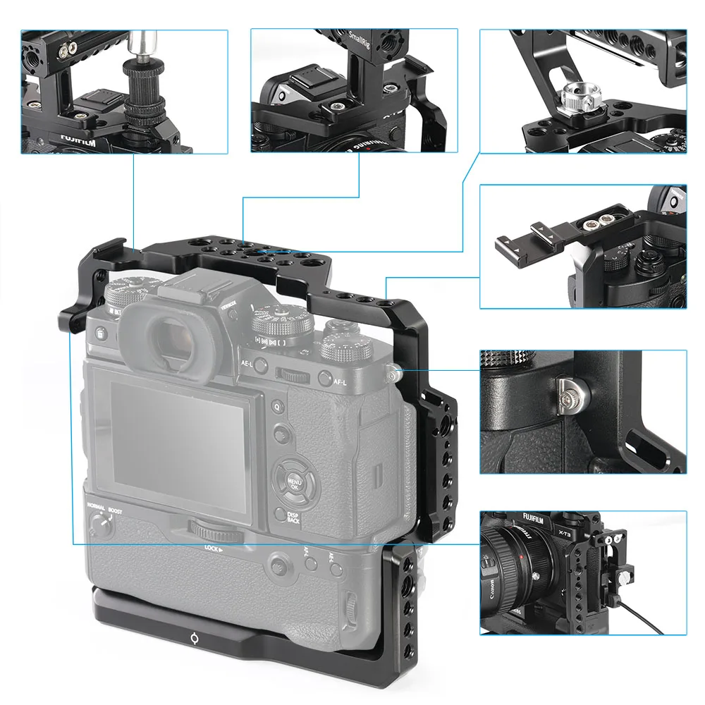 SmallRig X-T3 клетка из алюминиевого сплава для Fujifilm X-T3 камера клетка с батарейным захватом стабилизатор установка защитный чехол Крышка-2229