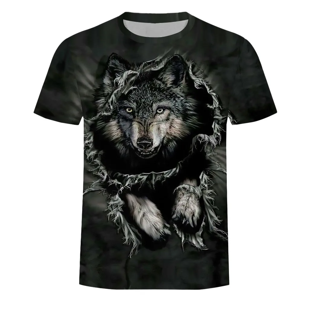 

Animals Wolf Digital printing skull women men's fashion death skulls printing skull series short sleeve T-shirt tight best sale